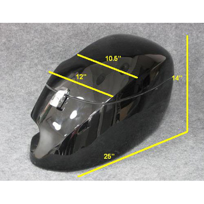 Dimensions of Saddlebag: Bottom Length: 25inch, Width: 12inch and 10.5inch, Height: 14inch