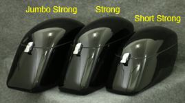 3 types of Hardbags shown in gloss black; Jumbo Strong, Strong and Short Strong