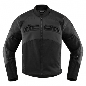 view Icon Contra2 Leather Perforated Jacket, Stealth