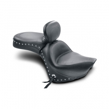 Mustang 79416 Seat with Driver Backrest, Studs for Kawasaki Vulcan 900 Classic and Custom