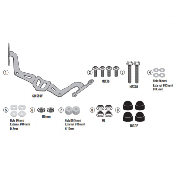 Givi A2151A Specific Windshield Fitting Kit for Yamaha MT-03 (2020-)