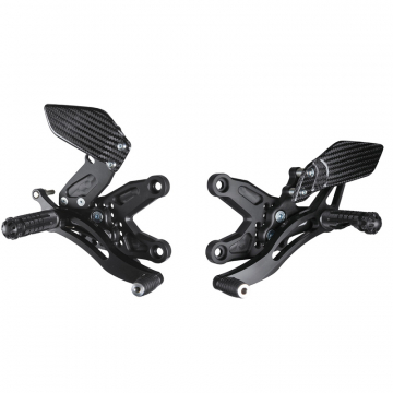 view Bonamici B001 Rearsets w/ Carbon Heel Plates, Black for BMW S1000RR/HP4 (2008-2014)