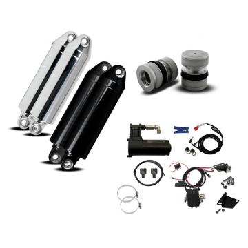 view Platinum 1686-SLT+FRTP Gloss Black Front Pucks And Rear Air Ride Package Harley Touring