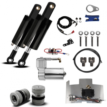 view Platinum 8699-EBF+FRTP Gloss Black Air Ride Bleed Feed Suspension, Pucks EVO / Softail '84-'99