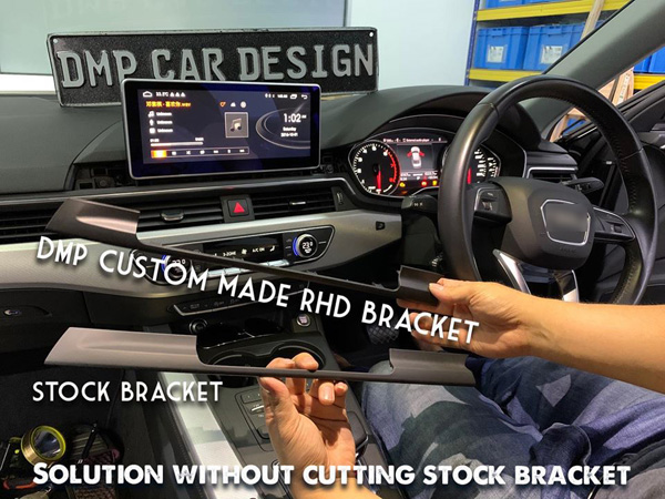 DMP screen installed on Right hand side drive dashboard with RHD bracket