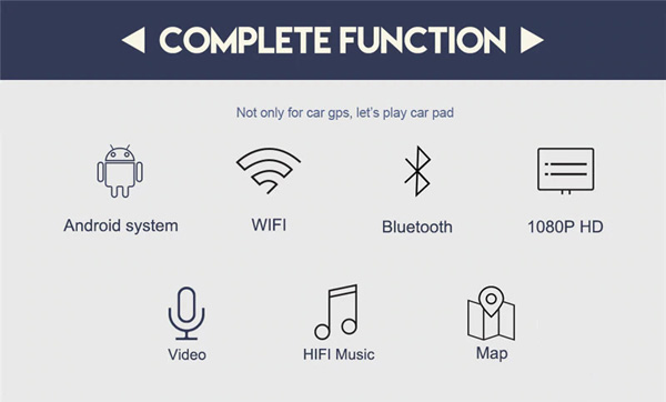 Complete Functions like wifi, bluetooth, 1080p HD, HIFI music and map