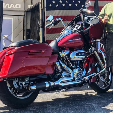 view D&D 648Z-32 M8 Bob Cat 2:1 Full Exhaust w/ Perf. Baffle, Chrome for Harley Touring '17-