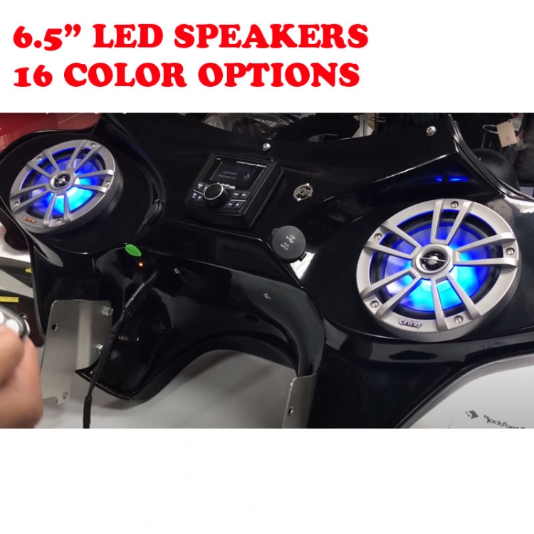 2 x 6.5inch LED speakers and stereo installed on fairing
