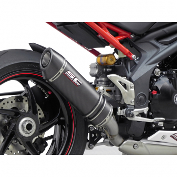 view SC-Project T05-L01C Oval Low Mount Slip-on Exhaust, Carbon Triumph Speed Triple '11-'15