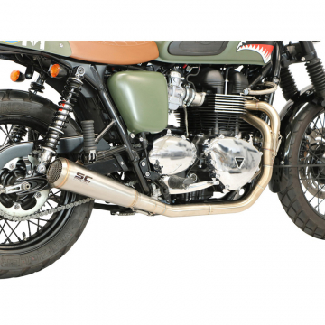 view SC-Project T09-C37A70S Full System 2-1 Conic 70s Style Exhaust Triumph Bonneville (2005-2016)