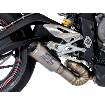 view SC-Project T18-LT38T CR-T Slip-on Exhaust, Titanium Triumph Street Triple R/RS/S '17-'22
