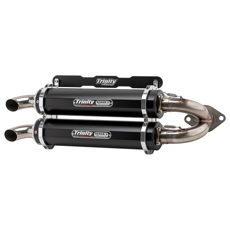 Trinity TR4165SBK Stage 5 Dual Slipon Exhaust, Black for Polaris RZR