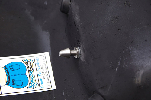 latch pin installed with washer closeup look