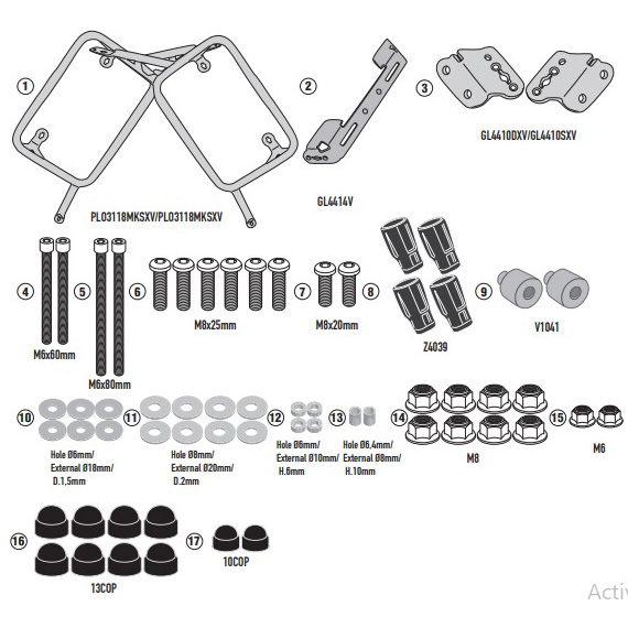 ポルタページ Givi PLO3118MK Sidecase Hardware for Suzuki V-Strom 1050 / XT