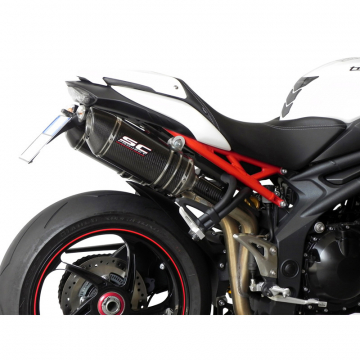 view SC-Project T05-25C Dual High Mount Oval Exhaust for Triumph Speed Triple / R (2011-2015)