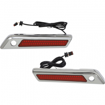view Custom Dynamics CD-SBL-DC4-RC Saddlebag Latch Dual Accent Lights, Red/Chrome Harley models