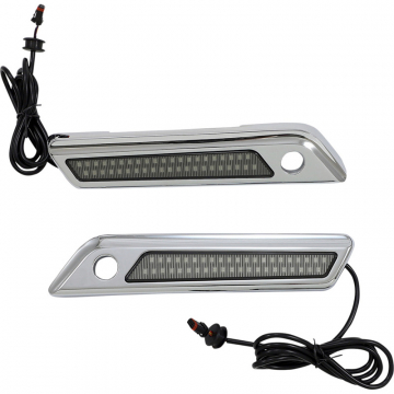view Custom Dynamics CD-SBL-DC4-SC Saddlebag Latch Dual Accent Lights, Smoke/Chrome Harley models