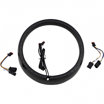 view Custom Dynamics PB-7TR-SEQ-1B 7" Headlamp Sequential Trim Ring, Black H-D Touring (2014-)