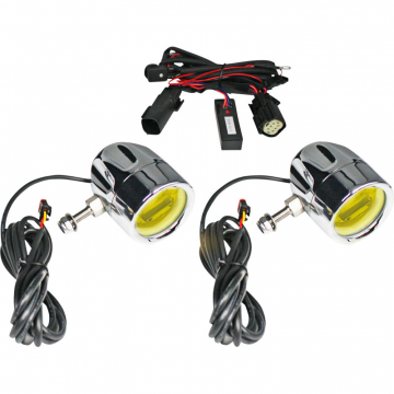 view Custom Dynamics PB-FOG-BCM-YC Probeam Auxiliary LED Halo Fog Lamps, Chrome for H-D Touring