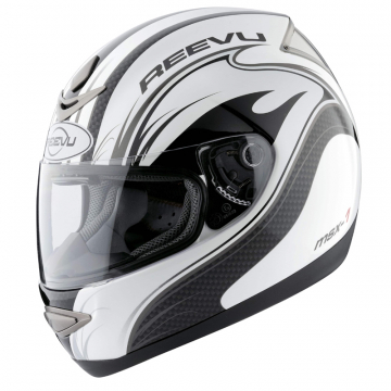 Reevu MSX1 Rear View Motorcycle Helmet - White Graphic