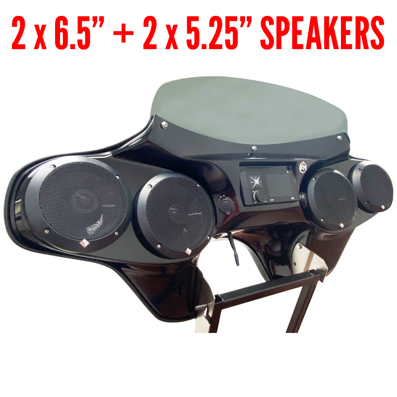 Complete Fairing shown with 2 X 6.5 inch Speaker and 2 X 5.25 Inch Speakers and windshield