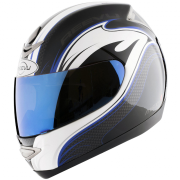 Reevu MSX1 Rear View Motorcycle Helmet - Blue Graphic