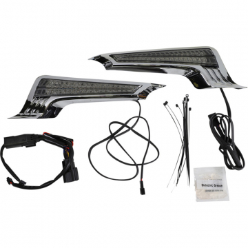 view Ciro 40045 Filler Panel Red Lights, Chrome with Smoked Lens for Harley Touring '14-