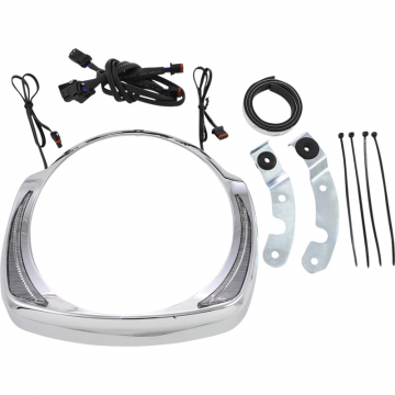 view Ciro 45205 Fang LED Headlight Bezel Amber Signal, Chrome for Harley Street Glide/Ultra '14-