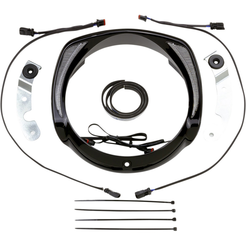 Ciro 45206 Fang LED Headlight Bezel Amber Signal, Black for Harley