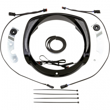 view Ciro 45206 Fang LED Headlight Bezel Amber Signal, Black for Harley Street Glide/Ultra '14-