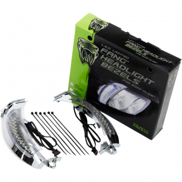 view Ciro 45250 Fang LED Headlight Bezel, Chrome Finish for Harley Road Glides '15-