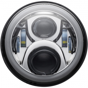 view Custom Dynamics CD-7-13-C 7" LED Halo Headlamp w/ Mount, Chrome for Touring/Dyna '94-'13