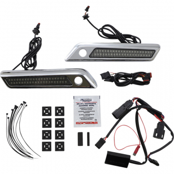 view Custom Dynamics CD-SBL-DC-SC Saddlebag Latch Lights, Smoke/Chrome for Harley models '14-