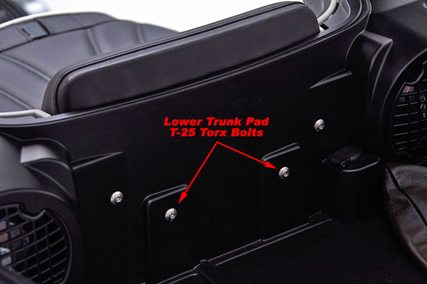 Lower trunk pad T-25 Torx Bolts shown