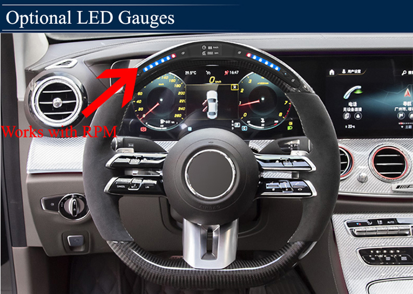 Optional LED gauges on Steering wheel; works with RPM