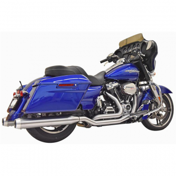 Bassani 1F66SS True-Dual Stainless Exhaust, w/ Heat Shields for Harley Baggers '17-