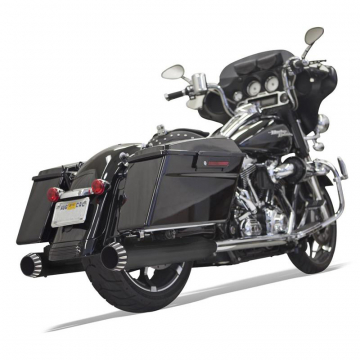 Bassani 1F72QNT5B 4" Straight QNT Quiet Mufflers, Black/Black for Harley Baggers '17-'20