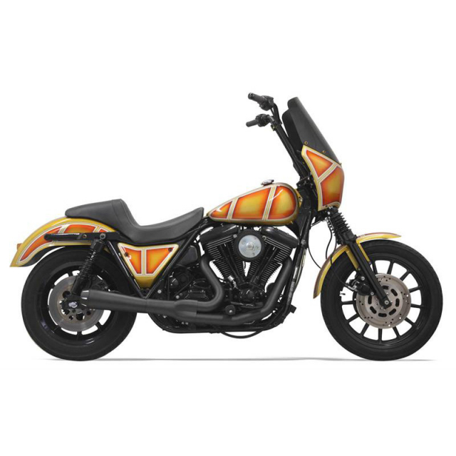 Bassani 1FXR2B Black Road Rage 2:1 Short Exhaust for Harley FXR