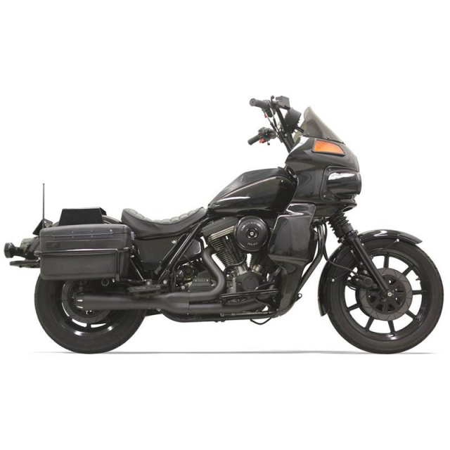 Bassani 1FXRFB Black Road Rage 2:1 Short Exhaust for Harley FXR