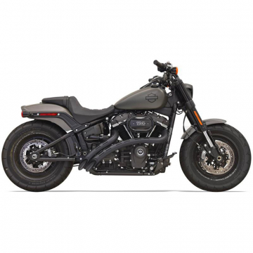 Bassani 1S22FB Black Sweeper Radius 2:2 Exhaust, W/ Slots for Harley Softails '18-'21