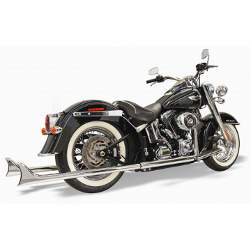 view Bassani 1S26E-39 Fishtail 39" Full Exhaust (w/o Baffle), Chrome Harley Softail '07-'17