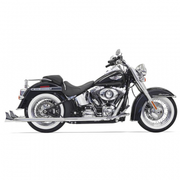 view Bassani 1S66E-36 Fishtail 36" Full Exhaust w/ Baffle, Chrome for Harley Softail '07-'17