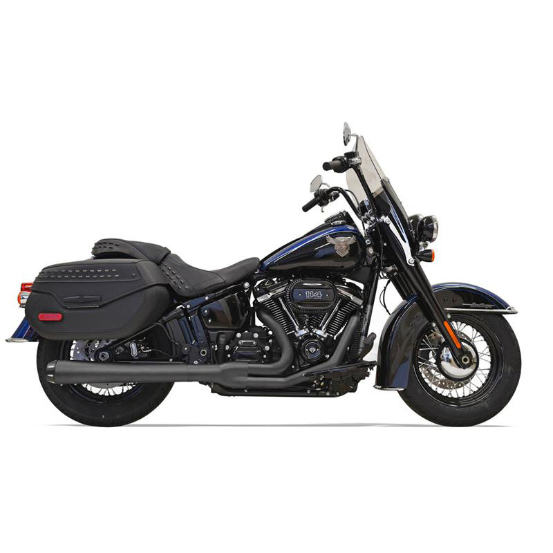 ハーレーベスト　アスファルトカウボーイ (バイブズ) Bassani 1S91RB Black Road Rage 2:1 Exhaust for Harley Softail