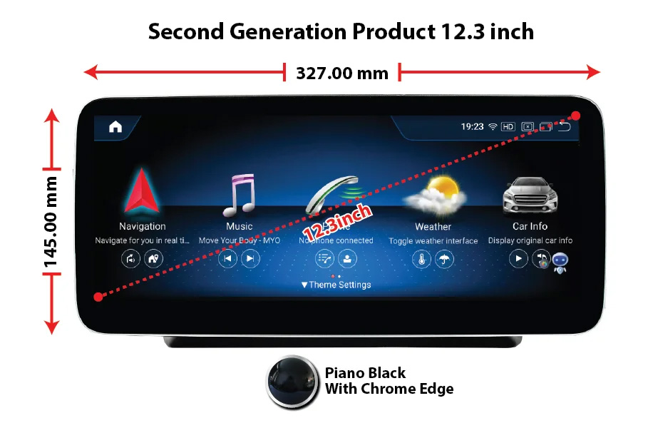 Second Generation Dimensions 12.3 Inch Screen: 327.00mm x 145.00mm