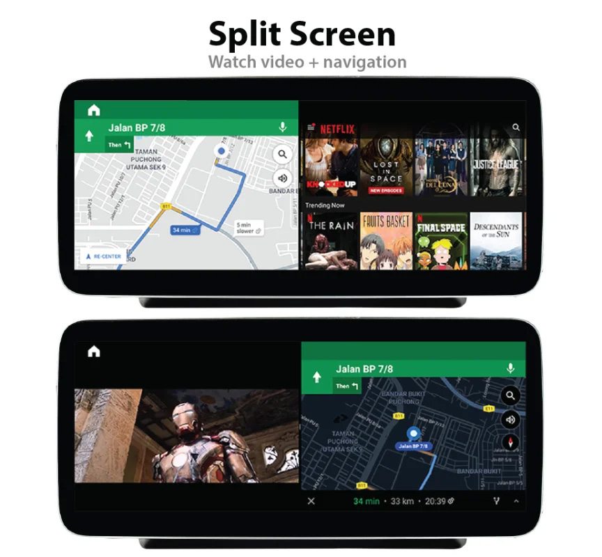 Explaining that you can split the screen ie. Watch video and Navigation together