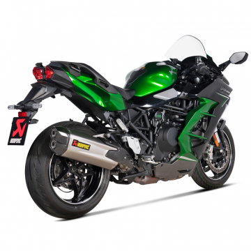 view Akrapovic S-K10SO30-HGIT Slip-on Line Exhaust, Titanium for Kawasaki H2 SX SE '21-
