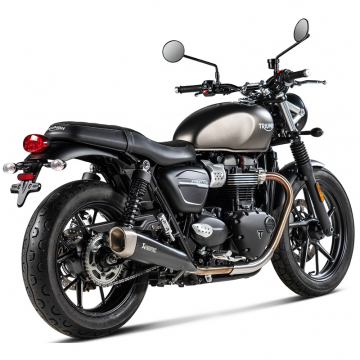 view Akrapovic S-T9SO2-HCQTBL Slip-on Line Exhausts, Titanium for Street Twin 900 (2016-2020)