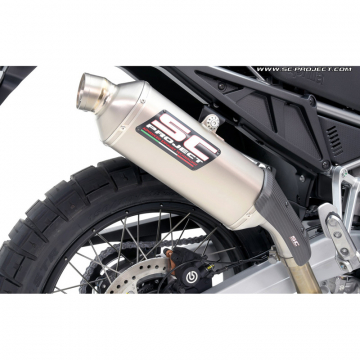 view SC-Project A28-100T Rally Raid Slip-On Exhaust, Titanium for Aprilia Tuareg 660 '22-