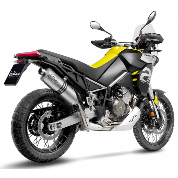 view LeoVince 14402E LV One Evo Slip-on Exhaust, Stainless for Aprilia Tuareg 660 '22-