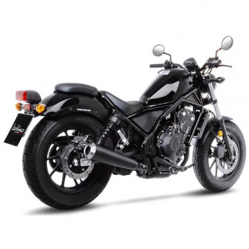 view LeoVince 15006B GP Racer Slip-on Exhaust, Matte Black for Honda Rebel 300/500 '17-'22